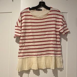 Red and white striped top